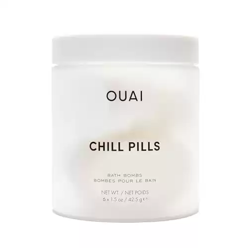 OUAI Chill Pills Bath Bombs Scented with Jasmine and Rose Safflower, Hemp Seed & Jojoba Oil to Improve Texture, Calm & Moisturize Dry Skin Includes 6 Relaxing Bath Bomb...