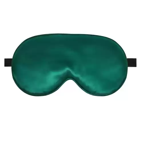 Sleep Mask Silk Eye Mask for Sleeping, Eye Cover Soft Satin Blindfold Adjustable Strap, Satin Blackout for Men & Women, Super Soft Eyeshade for Night Sleeping (Green)