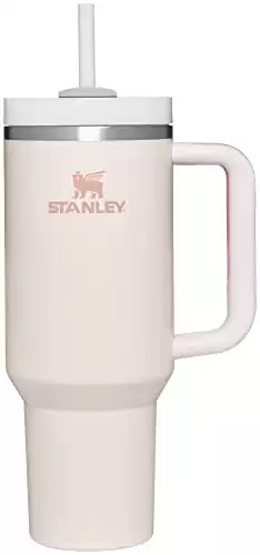 Stanley Quencher H2.0 FlowState Stainless Steel 40 oz Vacuum Insulated Tumbler with Lid and Straw for Water, Iced Tea or Coffee, Smoothie and More in Rose Quartz