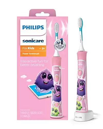 Philips Sonicare for Kids 3+ Bluetooth Connected Rechargeable Electric Power Toothbrush, Interactive for Better Brushing, Pink, HX6351/41