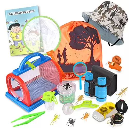 ESSENSON Outdoor Explorer Kit & Bug Catcher Kit with Binoculars, Compass, Magnifying Glass, Critter Case and Butterfly Net Great Toys Kids Gift for Boys & Girls Age 3-12 Year Old Camping Hik.....