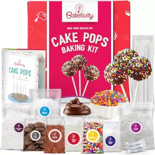 Baketivity DIY Cake Pop Baking Kit for Kids - Premeasured Ingredients, Decorating Supplies