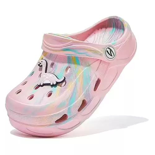 WOUEOI Kid's Tie Dye Clogs Toddler Garden Shoes Cartoon Slides Sandals Beach Slipper Girls Boys