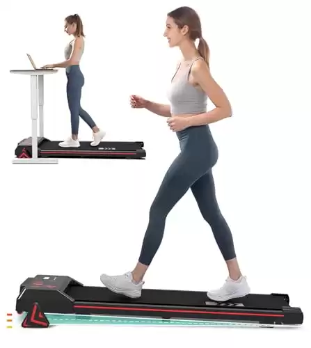 Redliro Walking Pad with Incline - Under Desk Treadmill Portable Compact Installation-Free Treadmills for Home Office with 265lbs Capacity, Small Jogging Machine with Remote Control