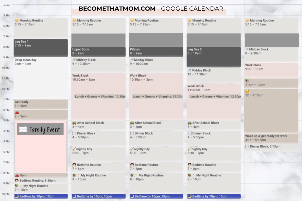 BECOME THAT MOM GOOGLE CALENDAR